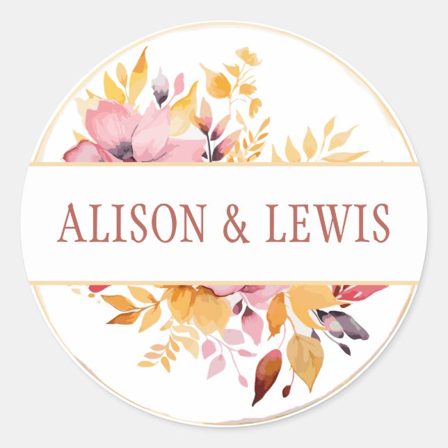 Peaches and Cream Spring Wedding  Classic Round Sticker (Front)