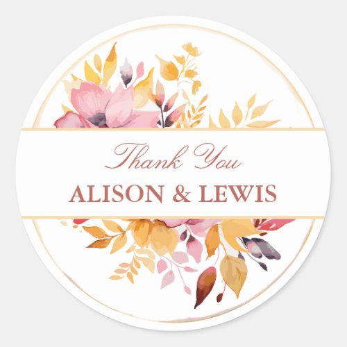 Peaches and Cream Spring Wedding Thank You Classic Round Sticker
