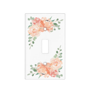 Peaches and Cream Watercolor Floral Corners Light Switch Cover