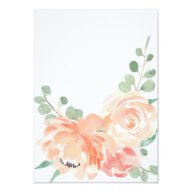 Peaches And Cream Watercolor Floral Wedding Invitation