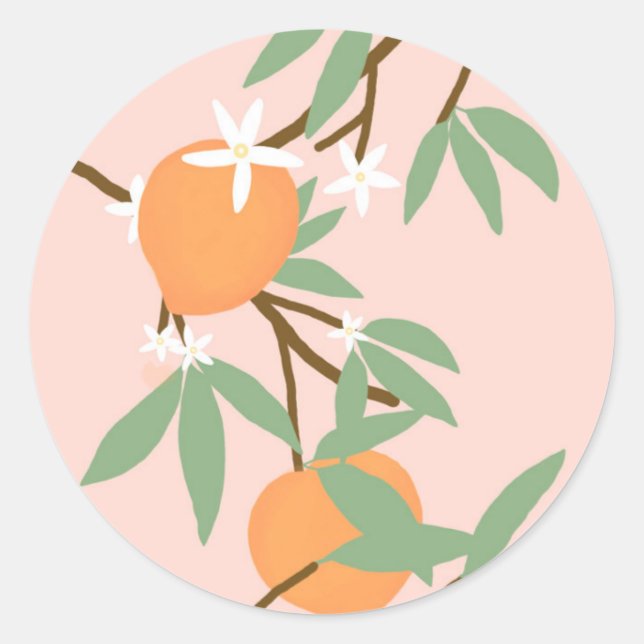 Peaches and flowers classic round sticker (Front)