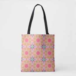 Peaches and Pink(large print) Mandala Tote Bag