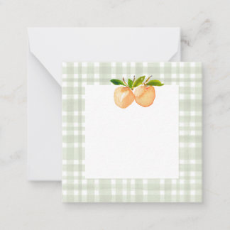 Peaches and plaid gift enclosures note card