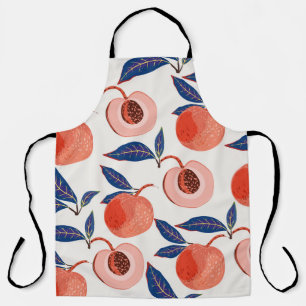 Peaches Apricot Leaves Cream Background Apron