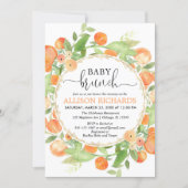 Peaches baby shower brunch, peach watercolors girl invitation (Front)