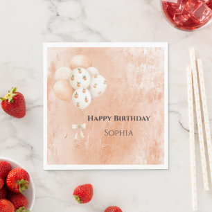 Peaches Balloons Birthday     Napkins