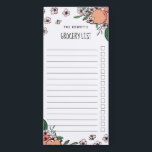 Peaches & Blossom Grocery Check List Magnetic Notepad<br><div class="desc">Pretty magnetic grocery list notepad with illustrated peaches,  peach blossom,  and greenery,  and charming fonts. Shopping list notepad with checkboxes personalized with your name or family name. Peaches notepad with pretty illustrations of peaches and peach blossom.</div>