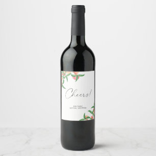 Peaches - bridal shower Cheers! Wine Label