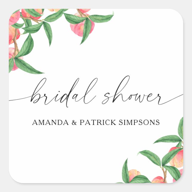 Peaches - Bridal shower Square Sticker (Front)