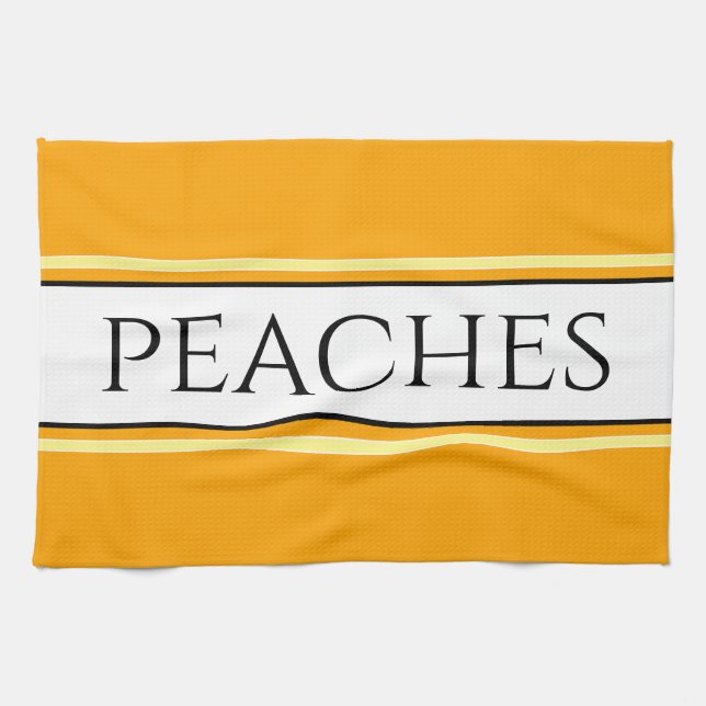 PEACHES Bright Pretty Golden Orange White Stripes  Kitchen Towel (Horizontal)
