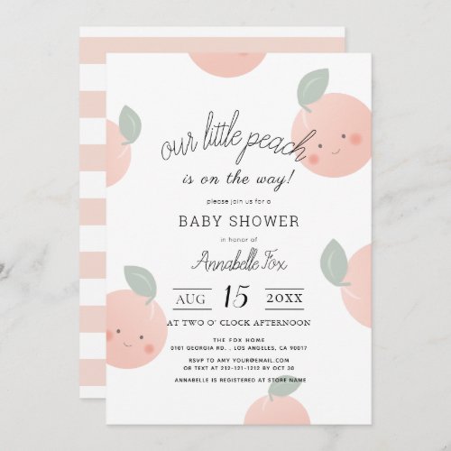 Peaches  Cream Cute Kawaii Baby Shower Invitation