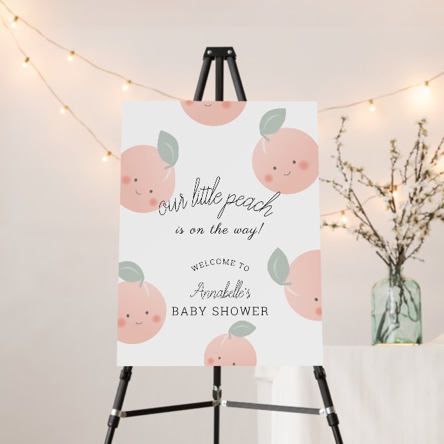 Peaches & Cream Cute Kawaii Baby Shower Welcome Foam Board (In Situ (Stand))