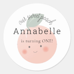 Peaches & Cream Cute Kawaii Girl Birthday Classic Round Sticker