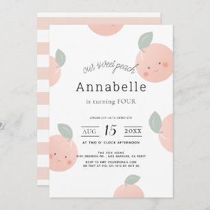Peaches & Cream Cute Kawaii Girl Birthday Invitation