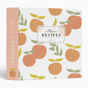Peaches & Cream Pattern Retro Pink Recipe Binder