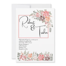 Peaches & Cream photo wedding invitation couple