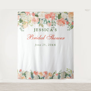 Peaches Floral Bridal Shower Photo Booth Backdrop