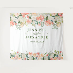 Peaches Floral Extra-Large Photo Booth Backdrop