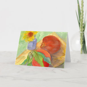 Peaches Fresh Fruit Daisy Flower Happy Birthday Card