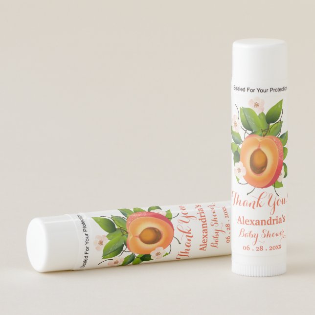 Peaches Fruit | Baby Shower Lip Balm (Front)