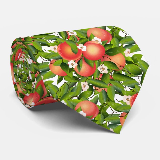 Peaches Fruit Botanical Floral Neck Tie (Rolled)