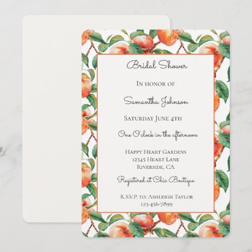 Peaches Fruit Bridal Shower   Invitation
