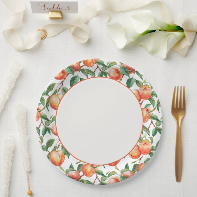 Peaches Fruit Bridal Shower Paper Plates (Wedding)