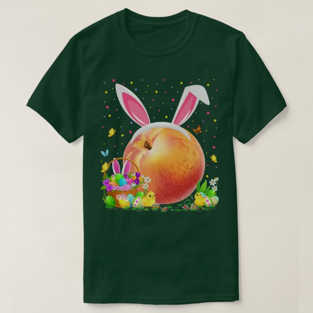 Peaches Fruit Easter Egg Hunt Bunny Peaches Easter T-Shirt (Design Front)