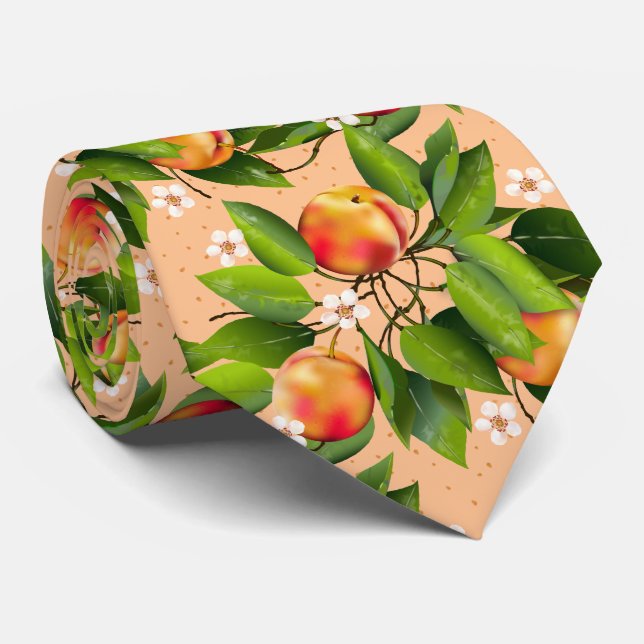 Peaches Fruit Floral Neck Tie (Rolled)
