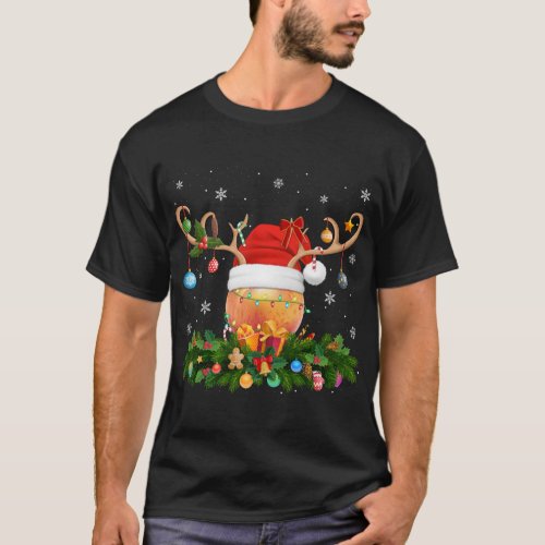 Peaches Fruit Lover Reindeer Santa Hat Peaches Chr T_Shirt
