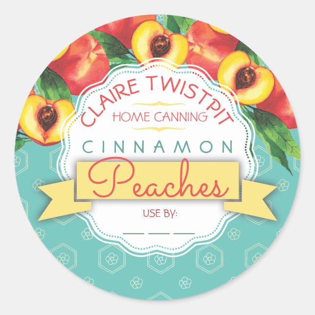 Peaches fruit pie filling jam home canning label (Front)