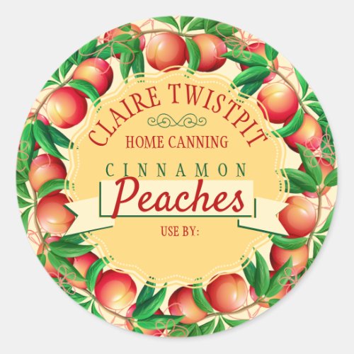 Peaches fruit pie filling jam home canning label