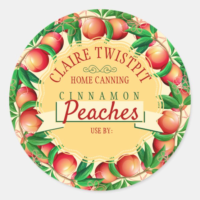 Peaches fruit pie filling jam home canning label (Front)