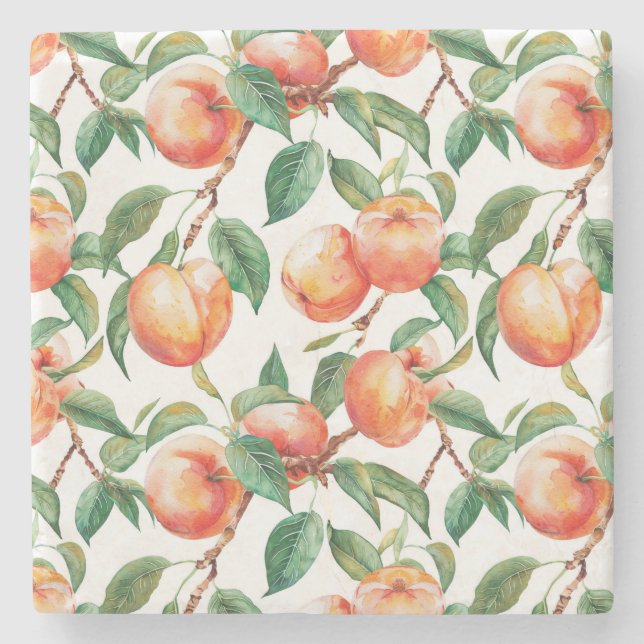Peaches Fruit Stone Coaster (Front)