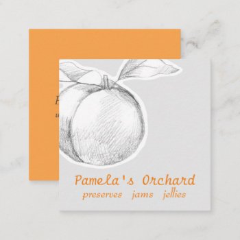 Peaches Fruit Tree Orchard Preserves Jams Jellies  Square Business Card by CountryGarden at Zazzle