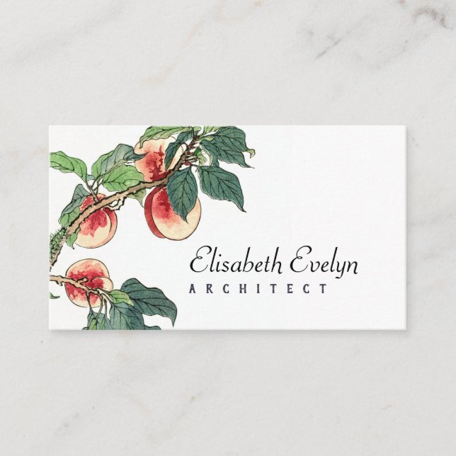 Peaches Fruit Vintage Old Business Card (Front)