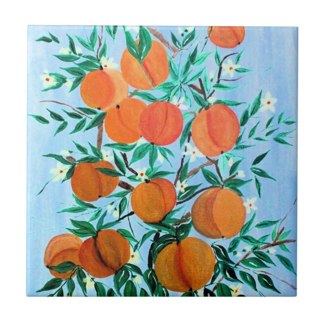 Peaches Galore Ceramic Tile (Front)