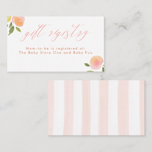 Peaches Gift Registry Cute Baby Shower Enclosure Card