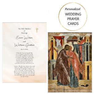 Peaches Gray Textured Orthodox Wedding Prayer Card