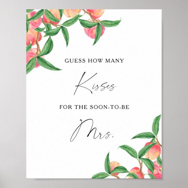 Peaches - How many kisses bridal shower game Poster (Front)