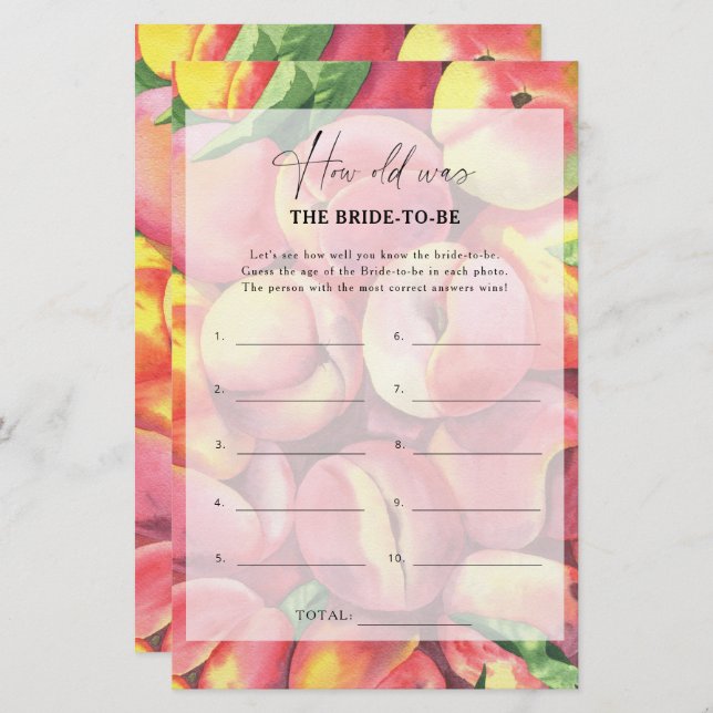 Peaches - How old was the bride to be game (Front/Back)