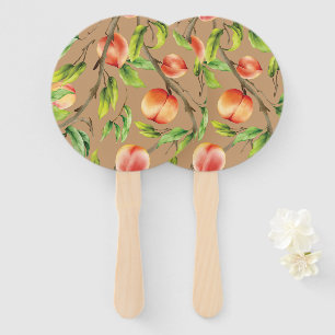 Peaches on the tree hand fan