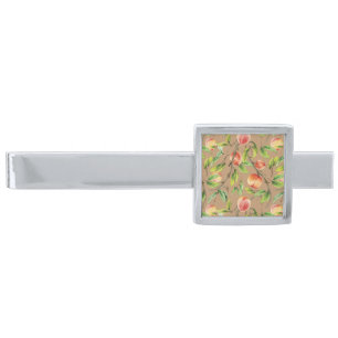 Peaches on the tree silver finish tie bar