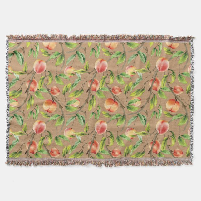Peaches on the tree throw blanket (Front)