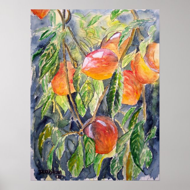 peaches peach still life art poster (Front)