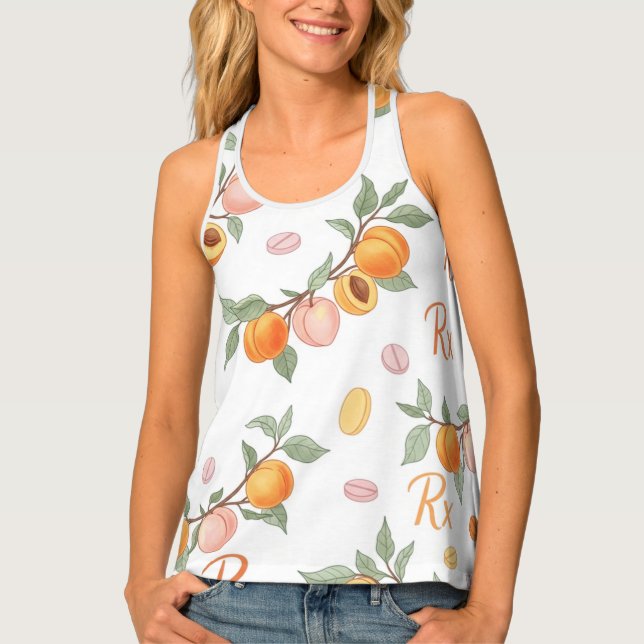 Peaches, Pills & RX Symbol Pharmacy Tank Top (Front)