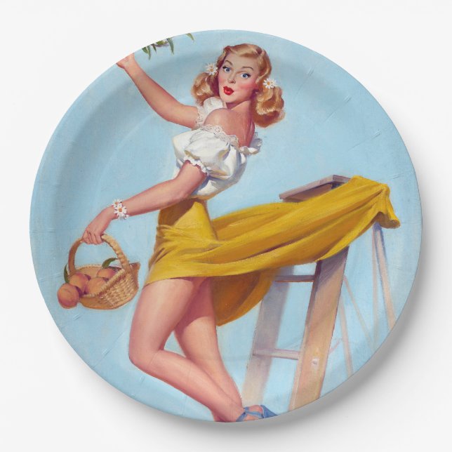 Peaches Pin Up Paper Plates (Front)
