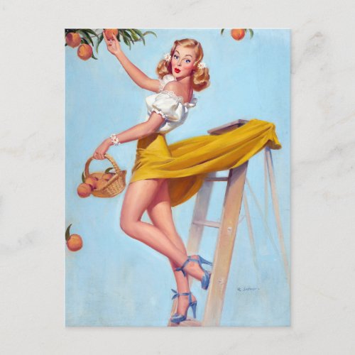 Peaches Pin Up Poster Postcard