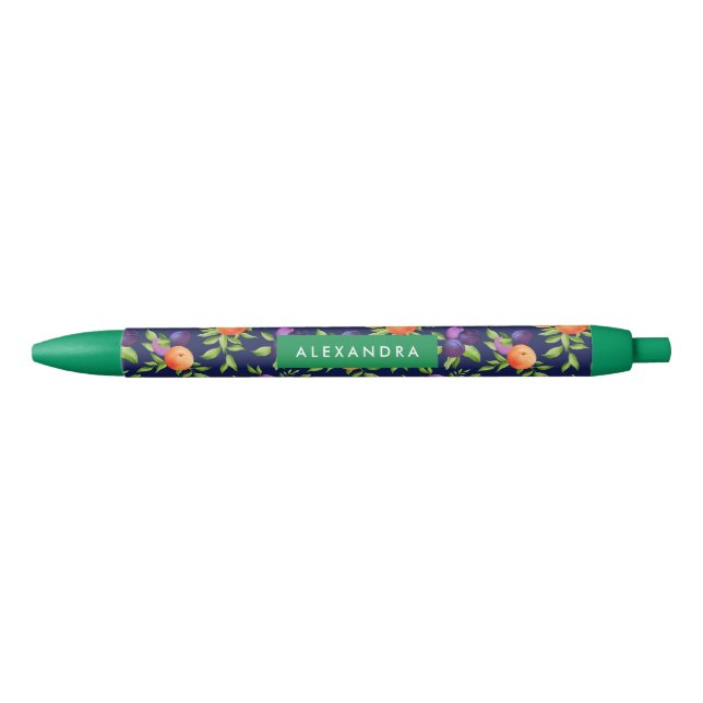 Peaches Plums Purple Cute Fruit Botanical Pattern Pen (Front)