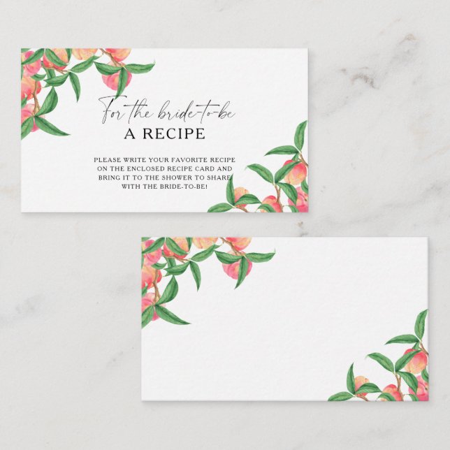 Peaches - Recipe for the bride to be Enclosure Card (Front/Back)